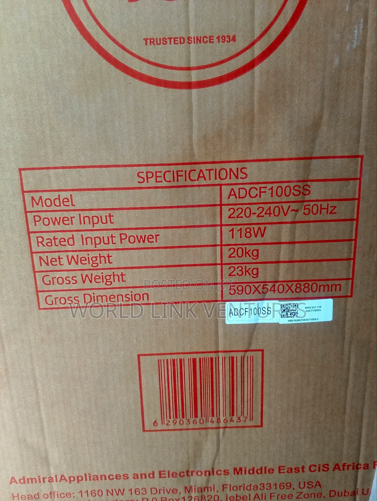 Admiral Chest Freezer Model Adcf100ss, 130l Faster Freezing Chilling