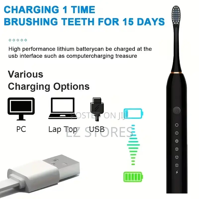 Electric Toothbrush | 6 Modes Usb Rechargeable Waterproof