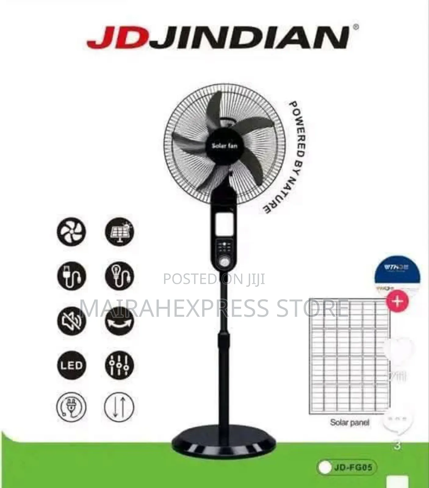 Jd Jindian Standing Solar Rechargeable Fan. 2st7