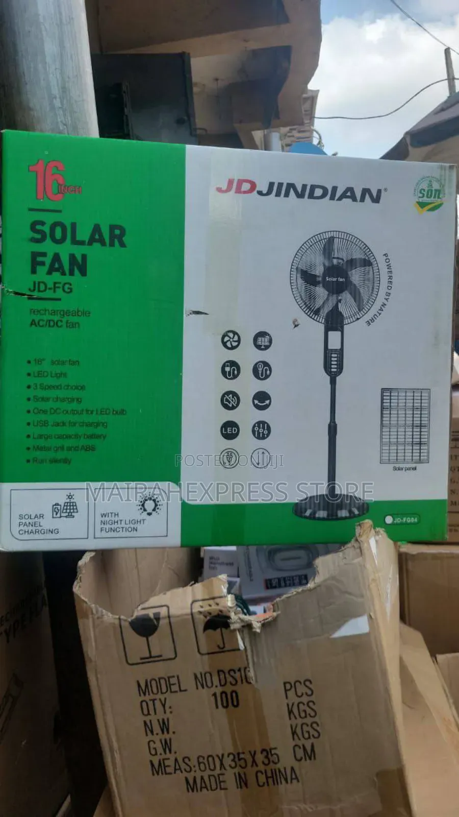 Jd Jindian Standing Solar Rechargeable Fan. 2st7
