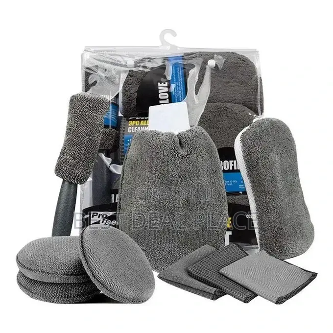9pcs Microfiber Car Cleaning Detailing Kit - Gray