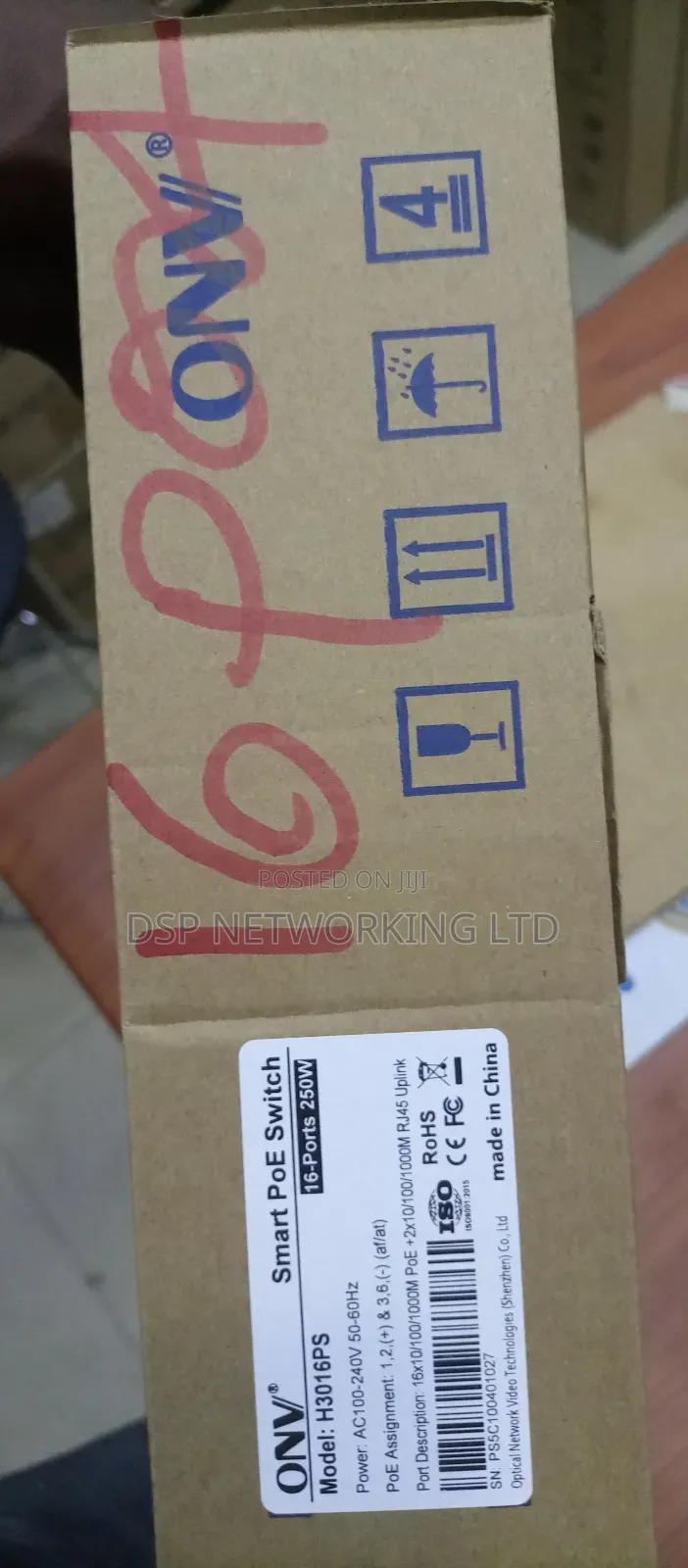 Onv H3016ps 16-Port Gigabit Poe Switch | 250w CCTV Network Switch