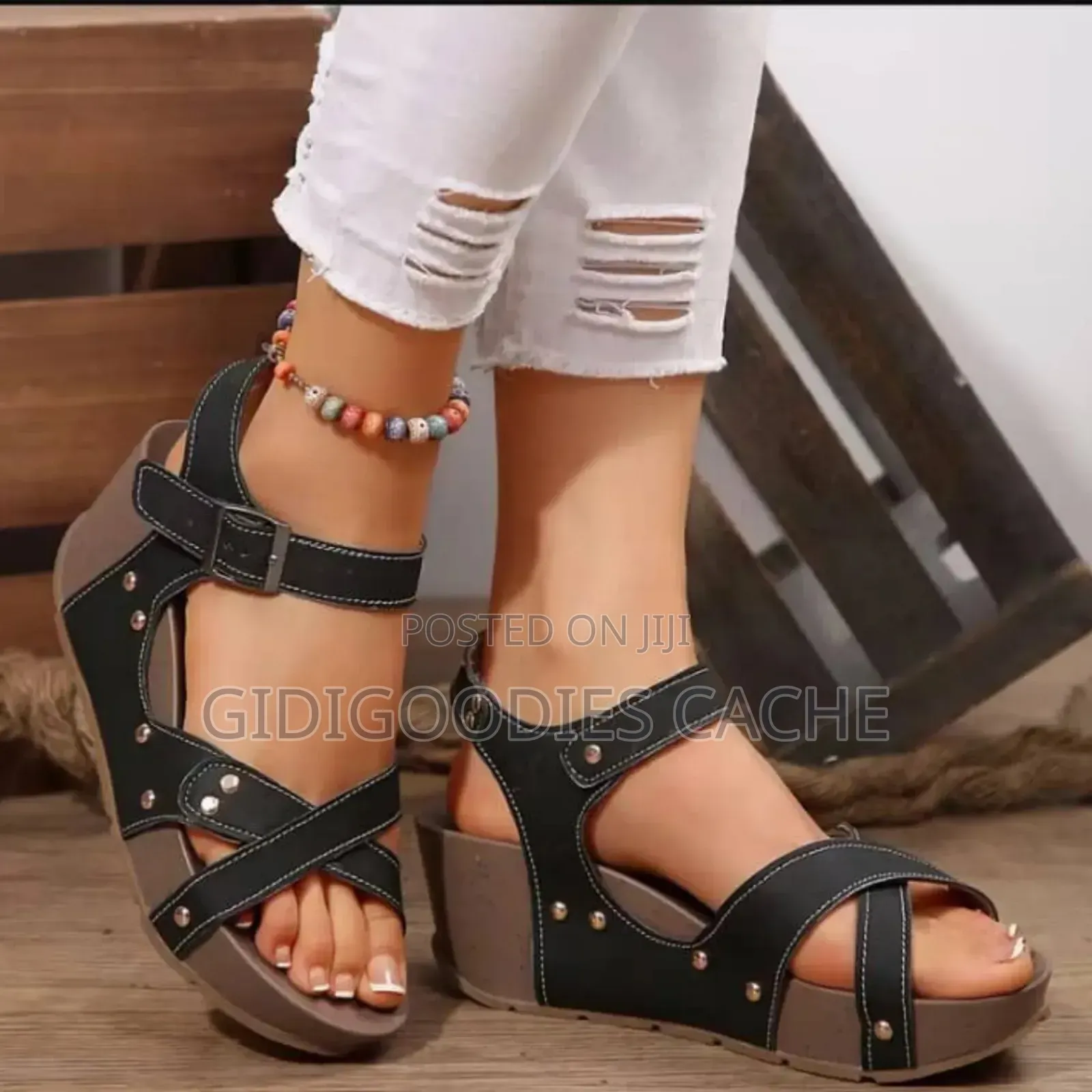 Ladies Wedge Cross Sandals Size 38-43