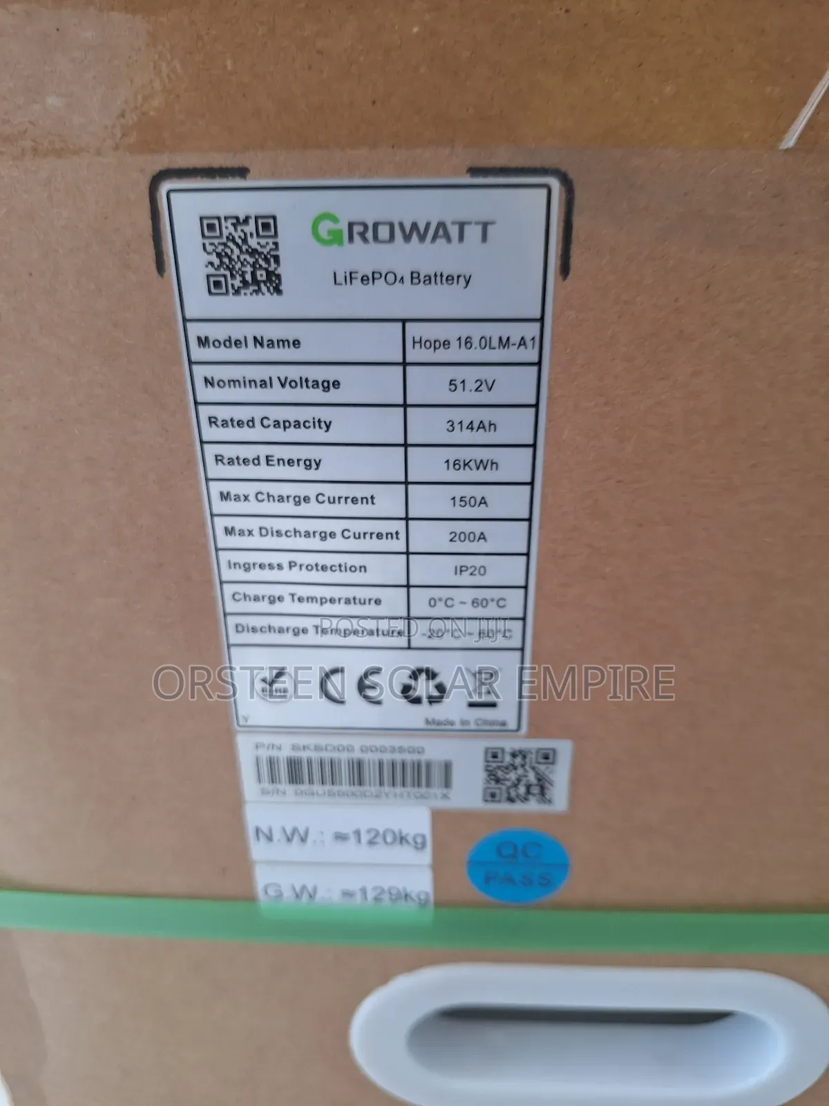 Growatt 51.2v/314ah 16kwh Lithium Battery