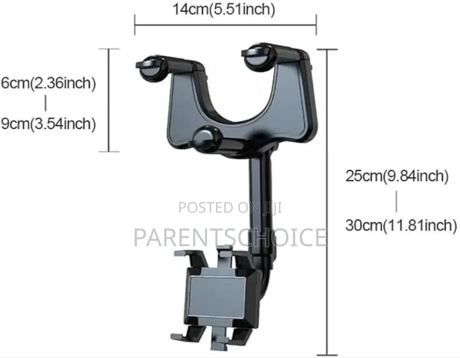 Multifunctional 360 Rotatable Car Rearview Mirror Phone Holder(Black)