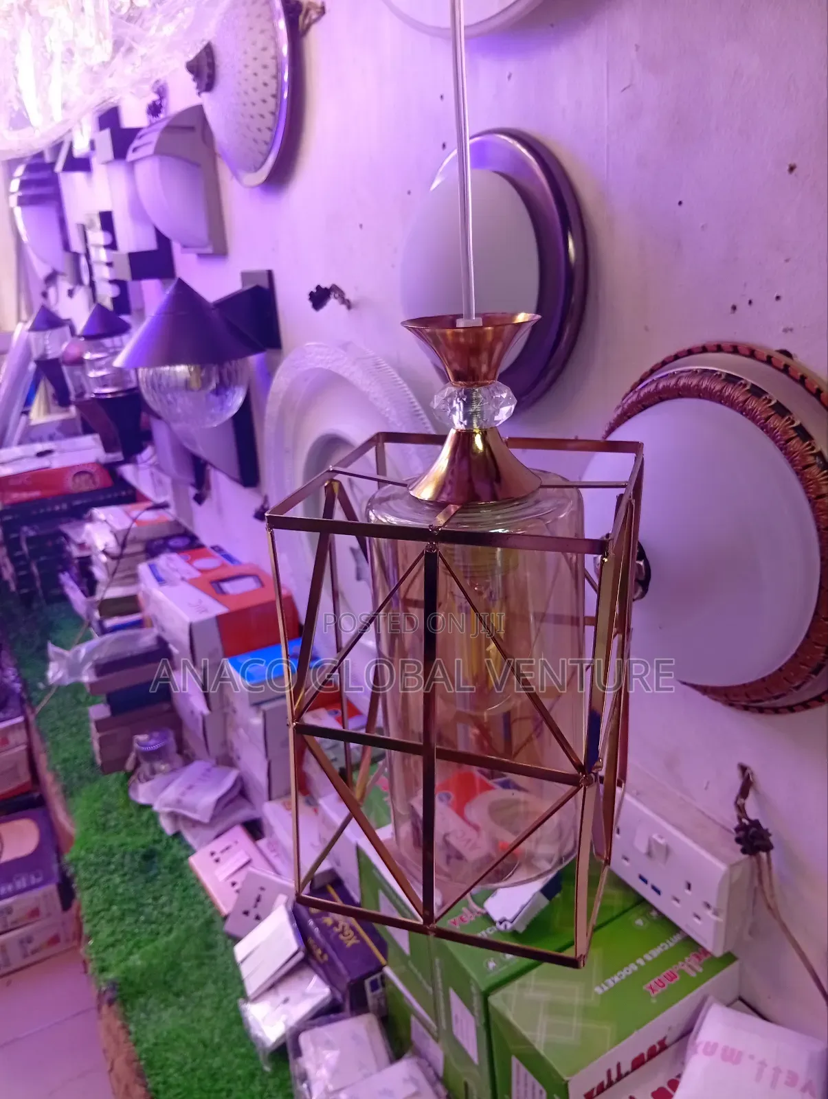 Single Dropping Pendant Light Gold Body With Bulb