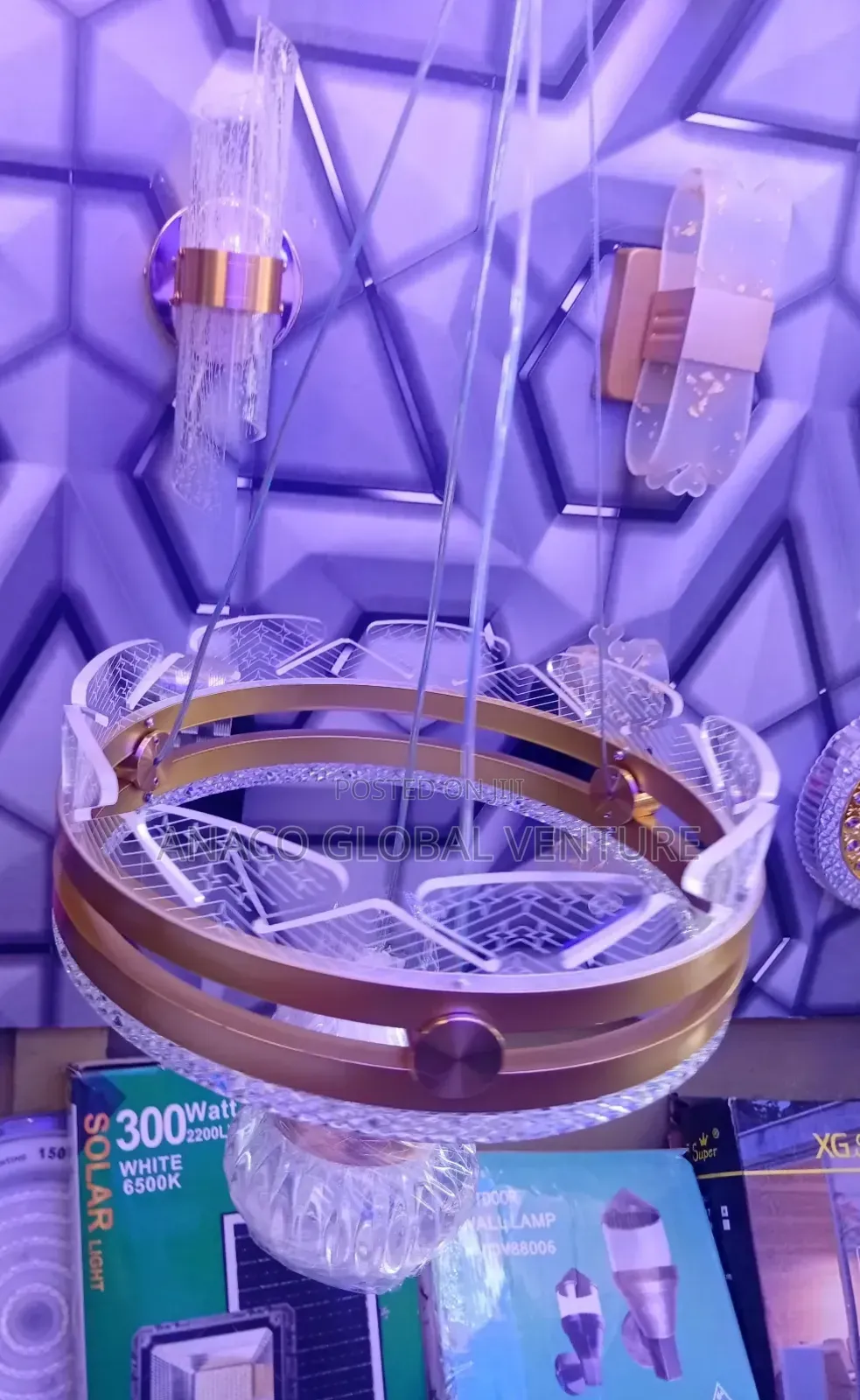 Morden Led Chandelier Light Gold Body With 3 Colours Light