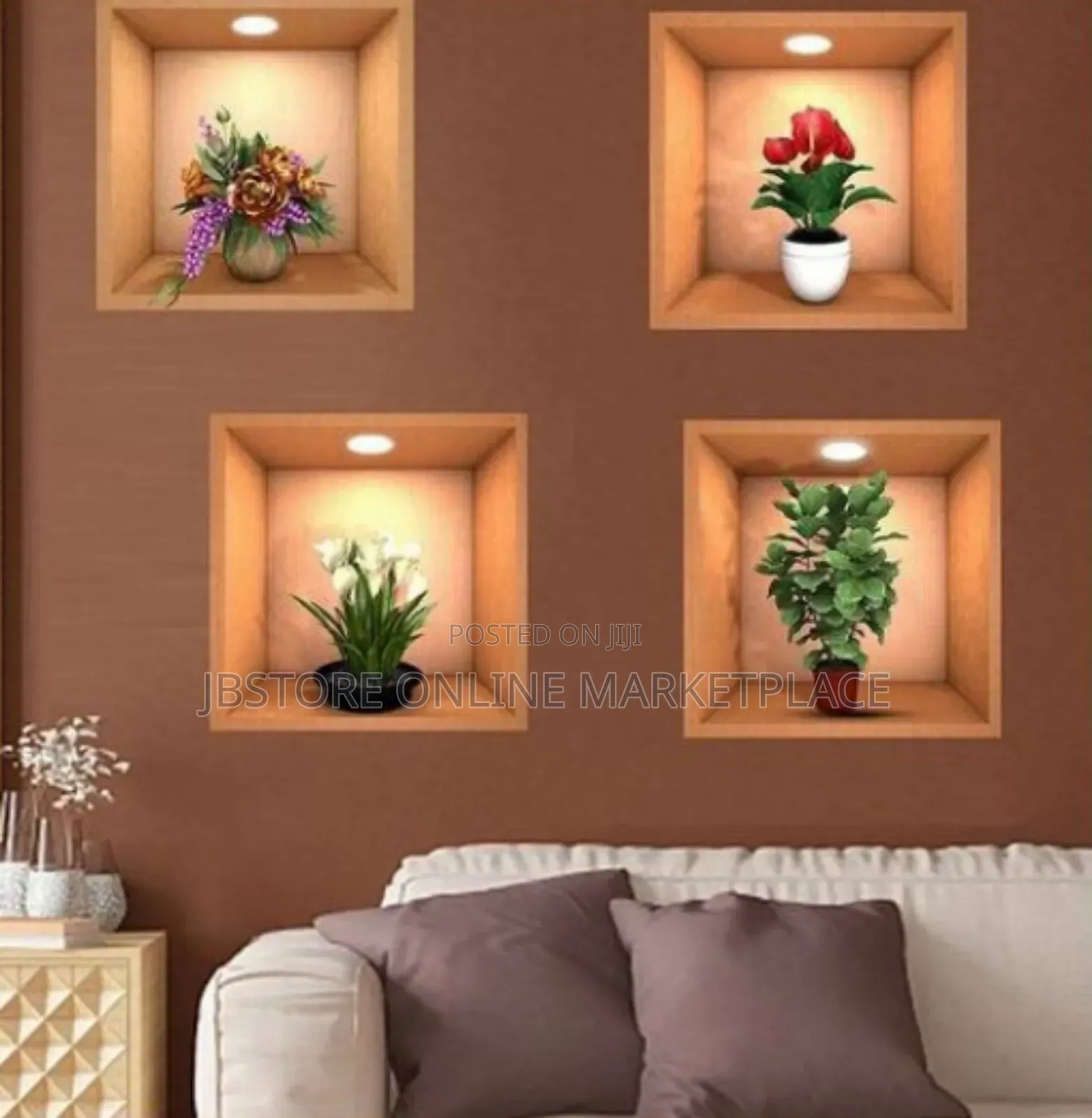 3d Potted Plant Illustration Wall Sticker Are Design to Create Vibrant