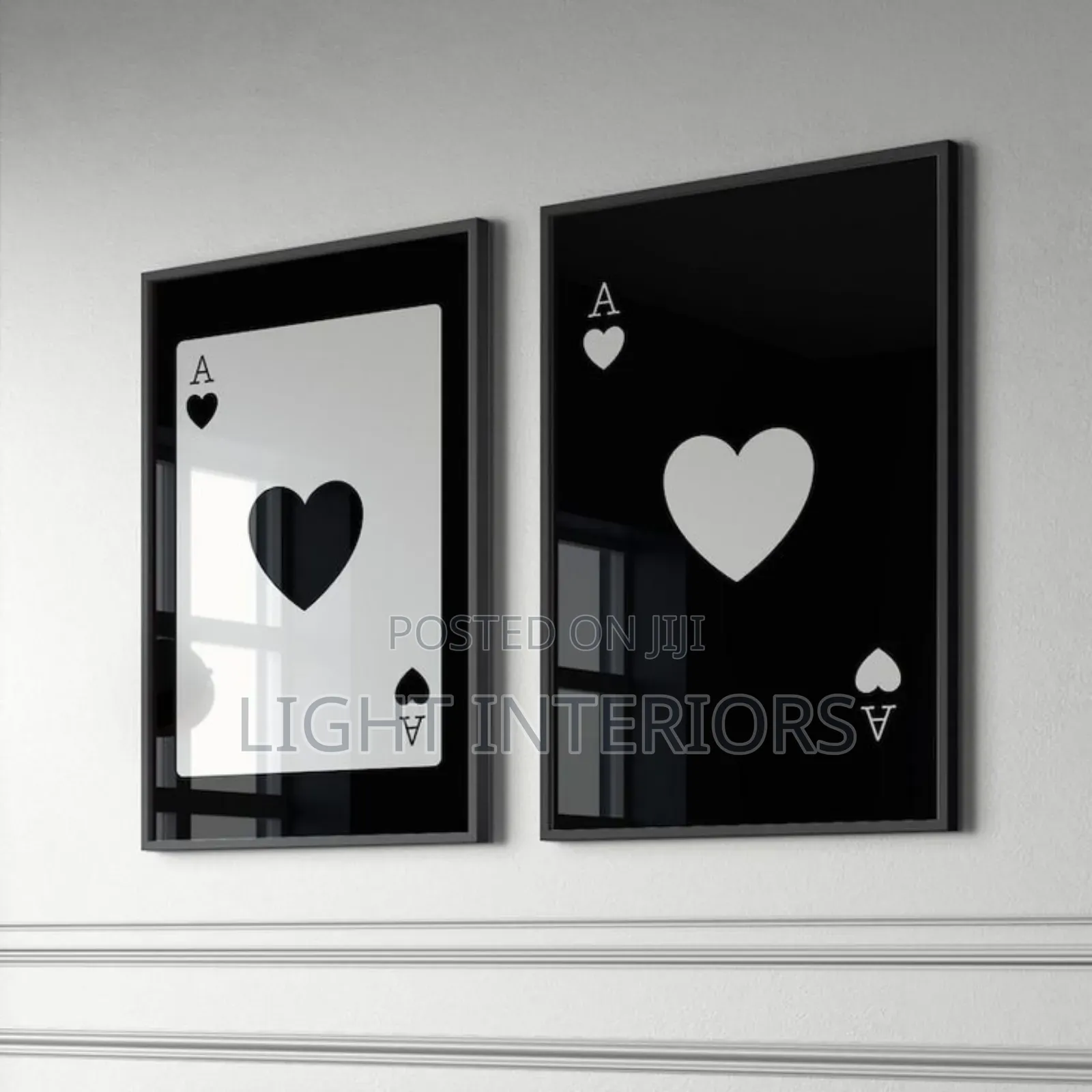 Black and White Love Card Art Frame 18x24 Inches Each