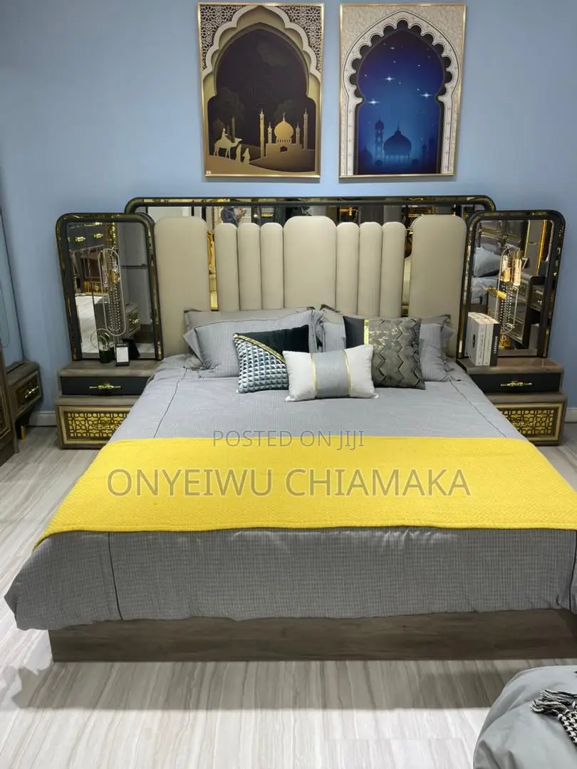 Luxury Modern Bed Frame With Led Headboard Wardrobe Set