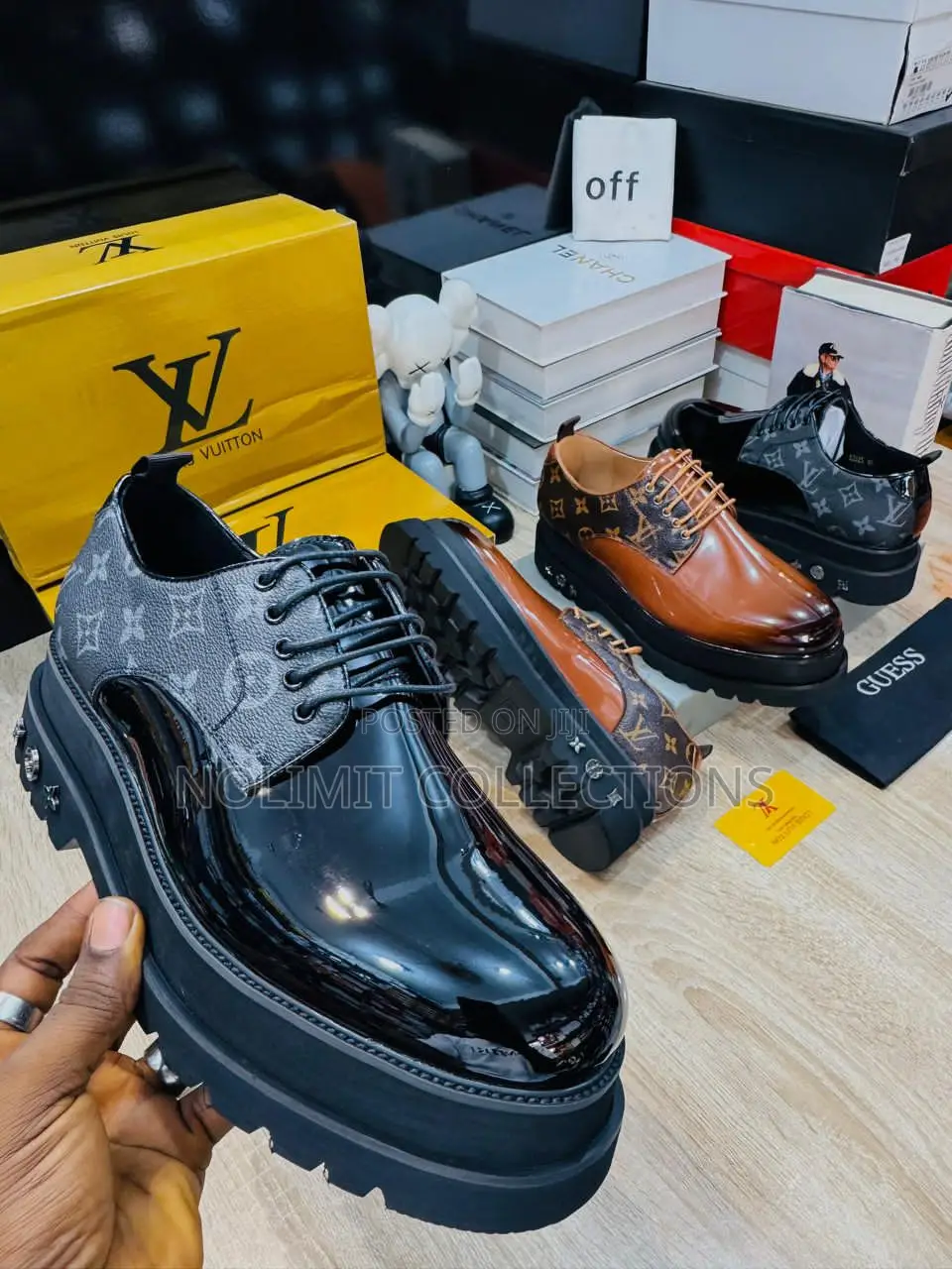 Men's Patent Leather Derby Shoes With the Lv Monogram Pattern