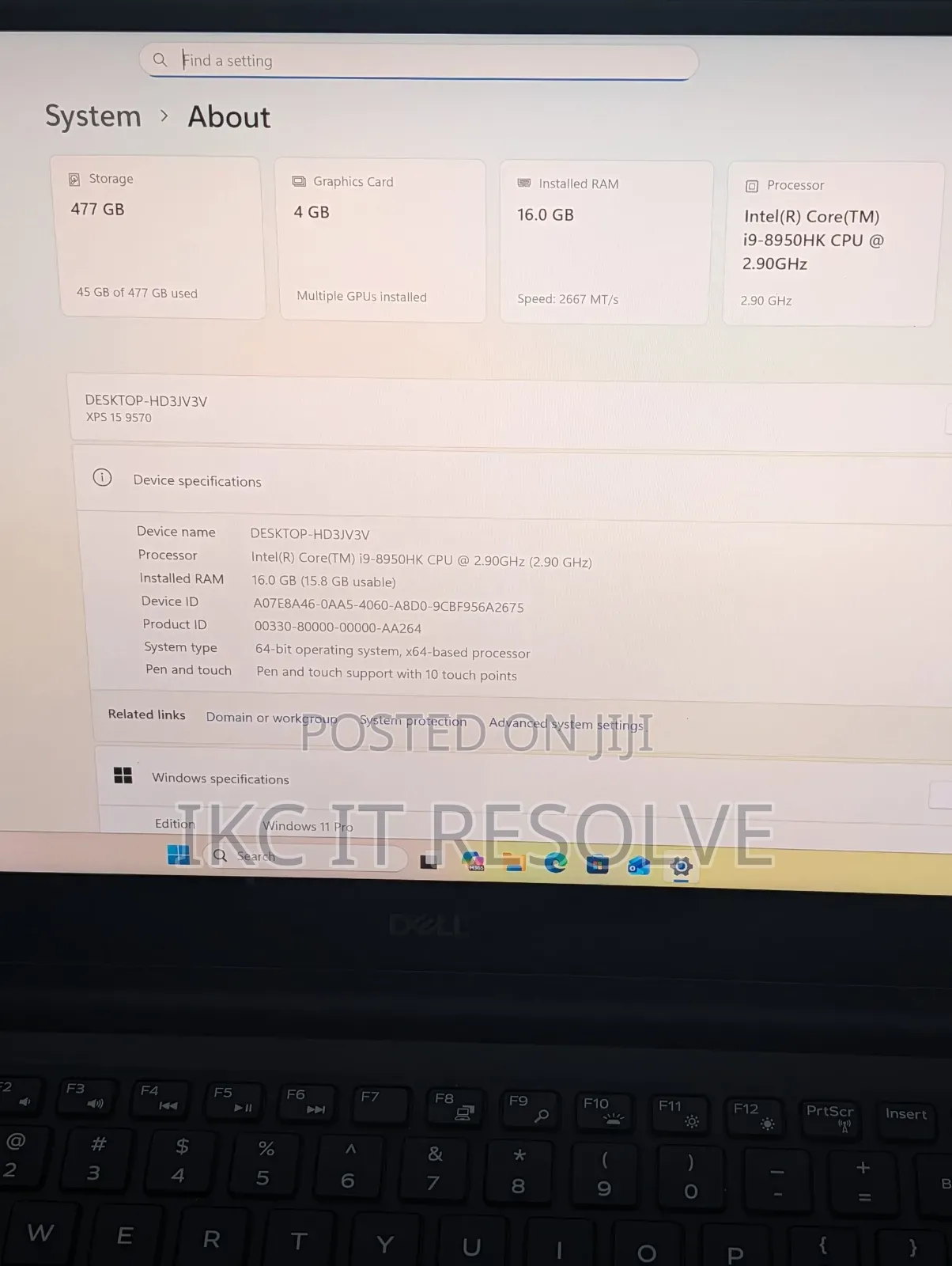 Laptop Dell XPS 15 9570 16GB Intel Core i9 SSD 512GB