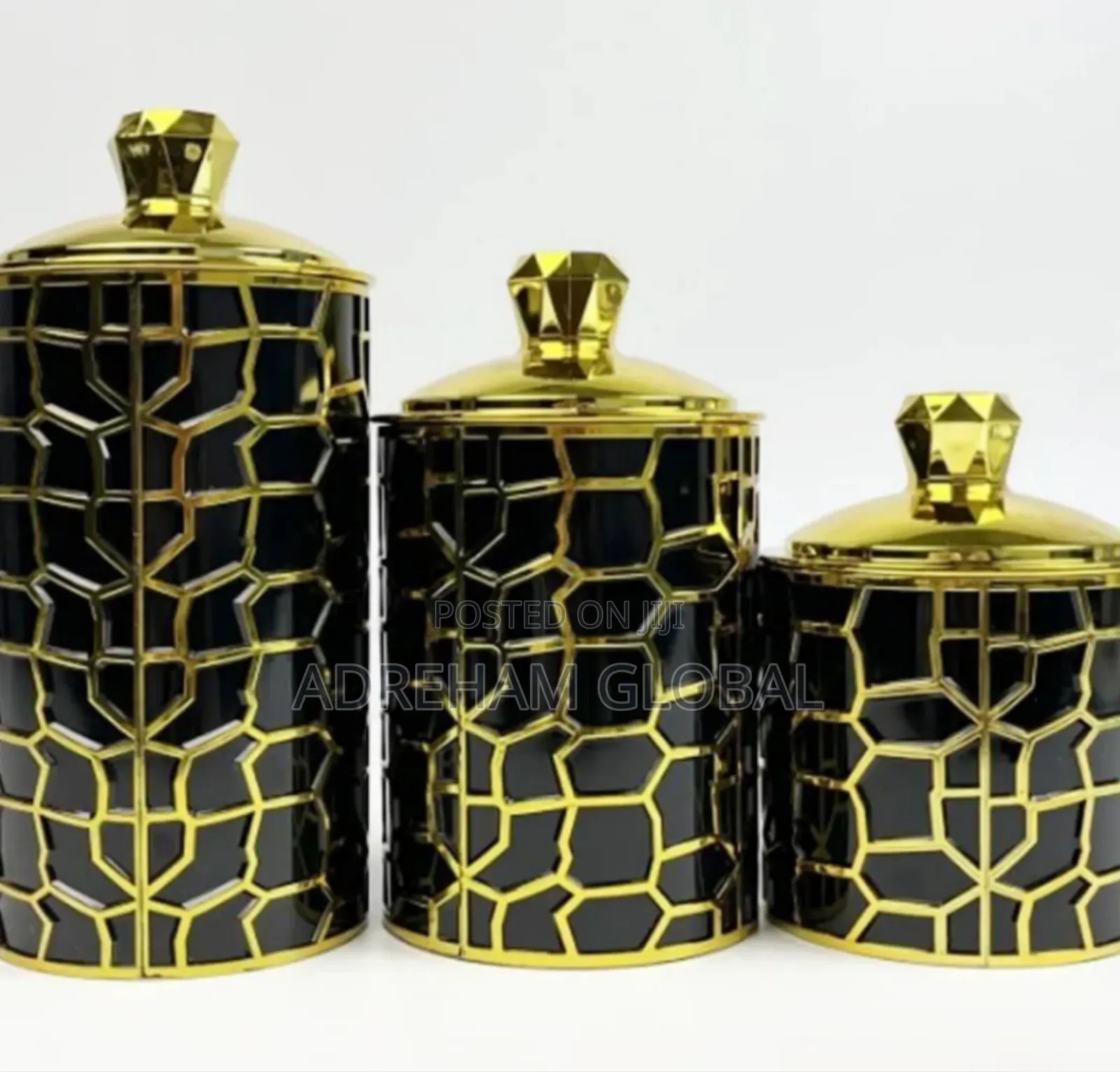 3pcs Black Luxury Airtight Food Storage Canister.