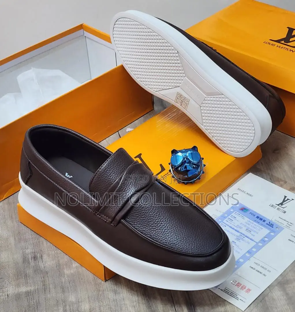 Grained Leather Louis Vuitton Loafers With White Sole