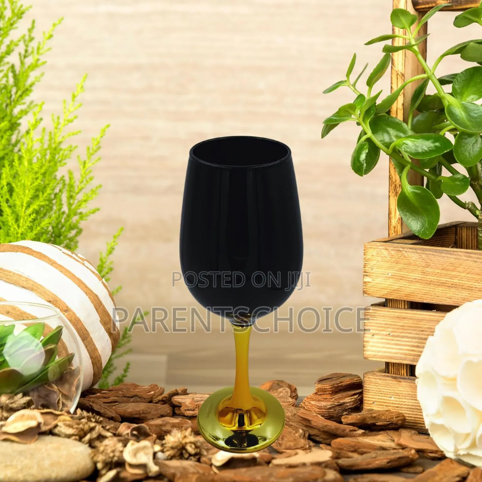 Black With Gold Colour Stem Champagne/Wine/Water Glasse-6pcs