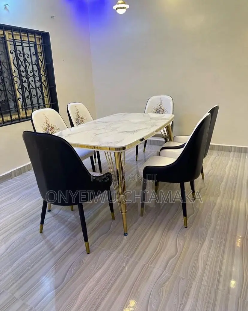 Modern 6-Seater Marble Dining Table Set