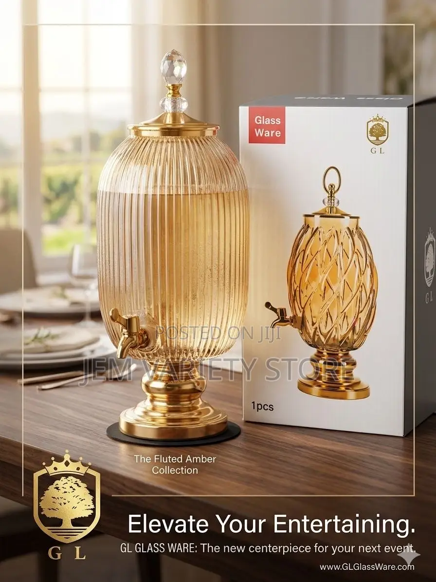 Flutted Glass Juice Dispenser