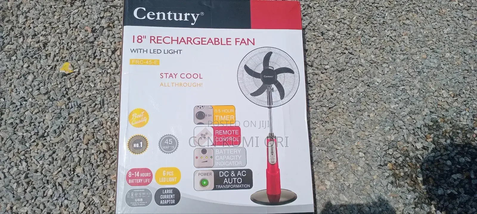 Century 18-inch Rechargeable Fan, Frc-45-e, Ac/Dc