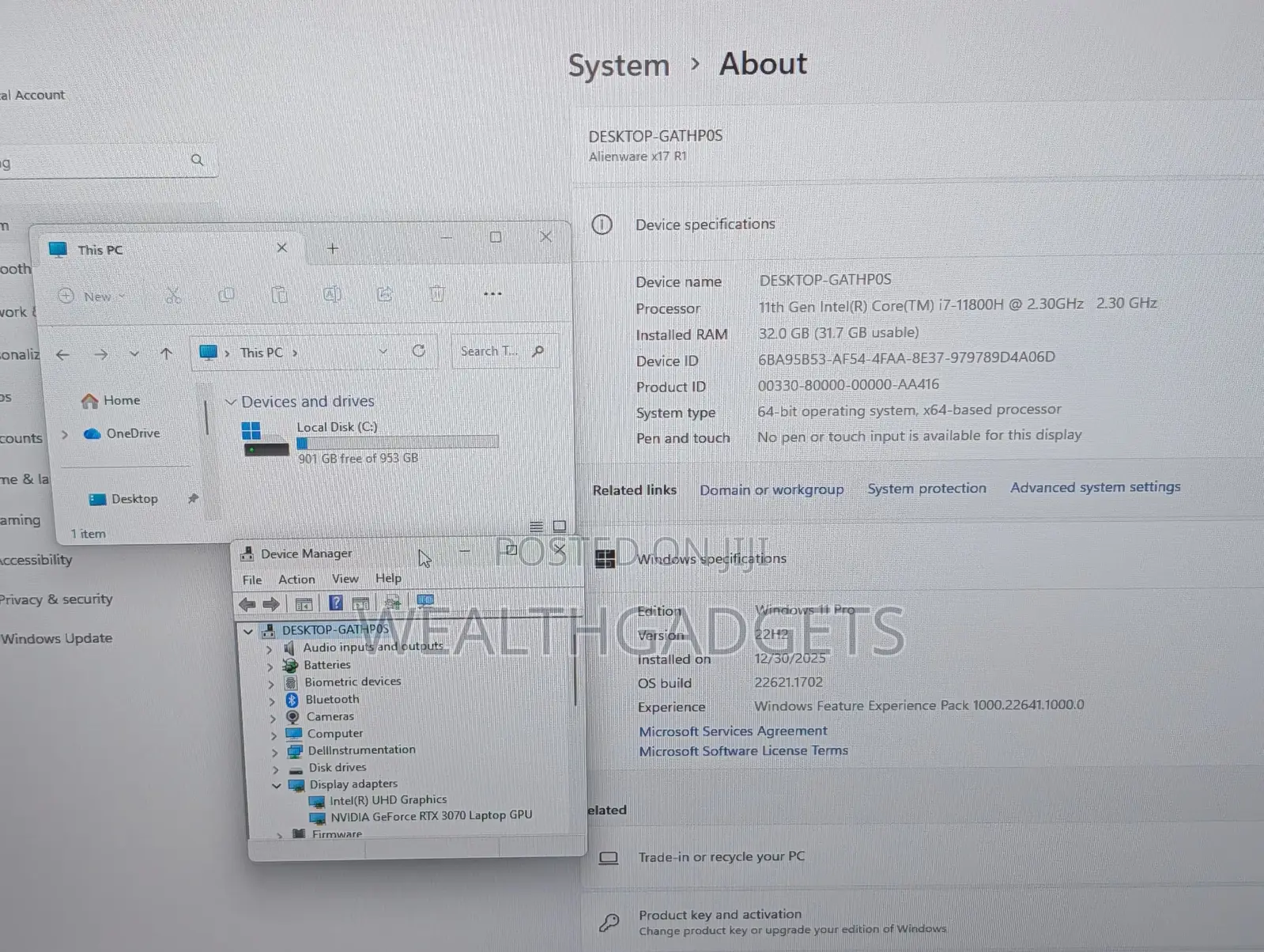 Laptop Dell Alienware X17 R1 32GB Intel Core i7 SSD 1T