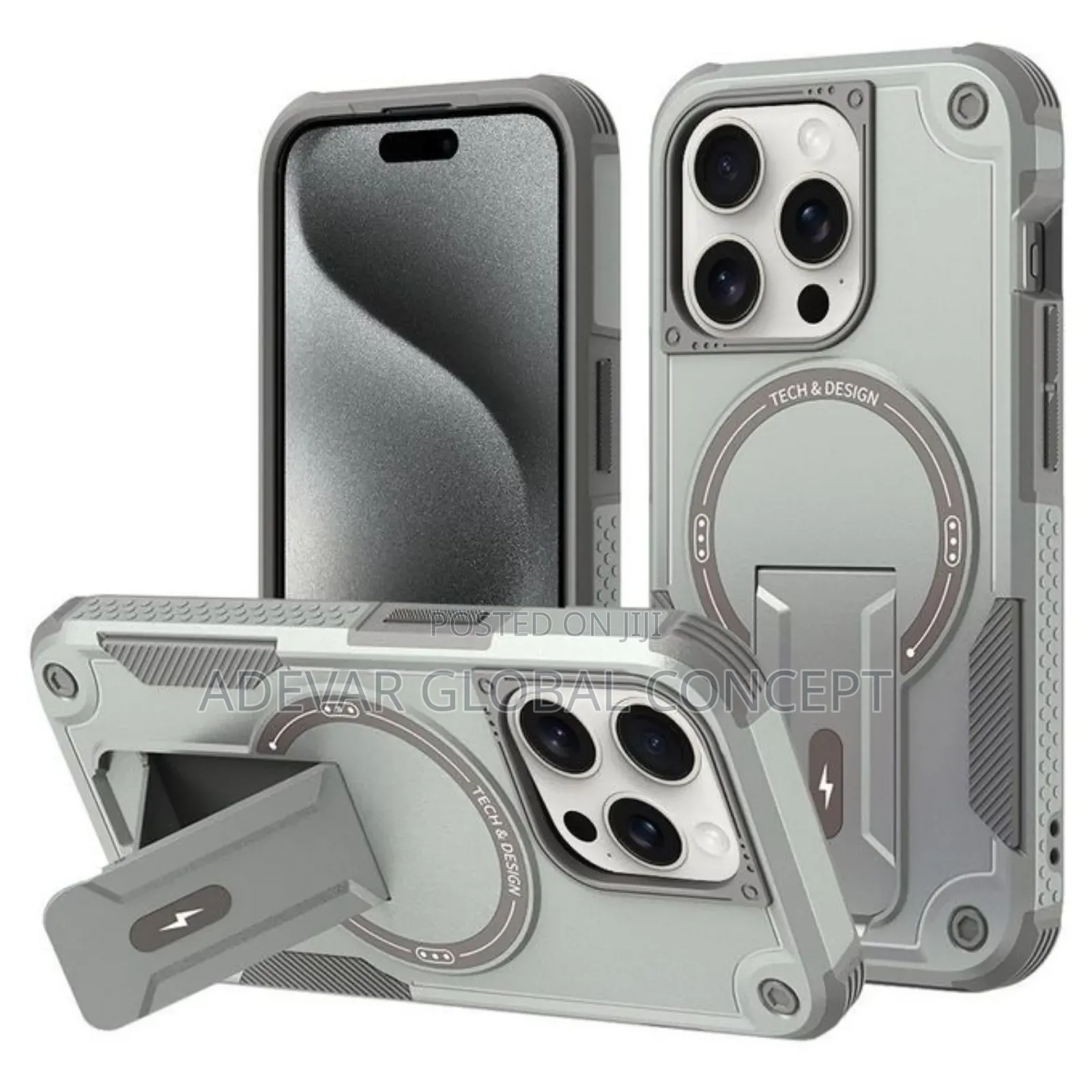 iPhone 15 Pro Max Armor Magsafe Holder Pc Hybrid Tpu Phone Case Pouch