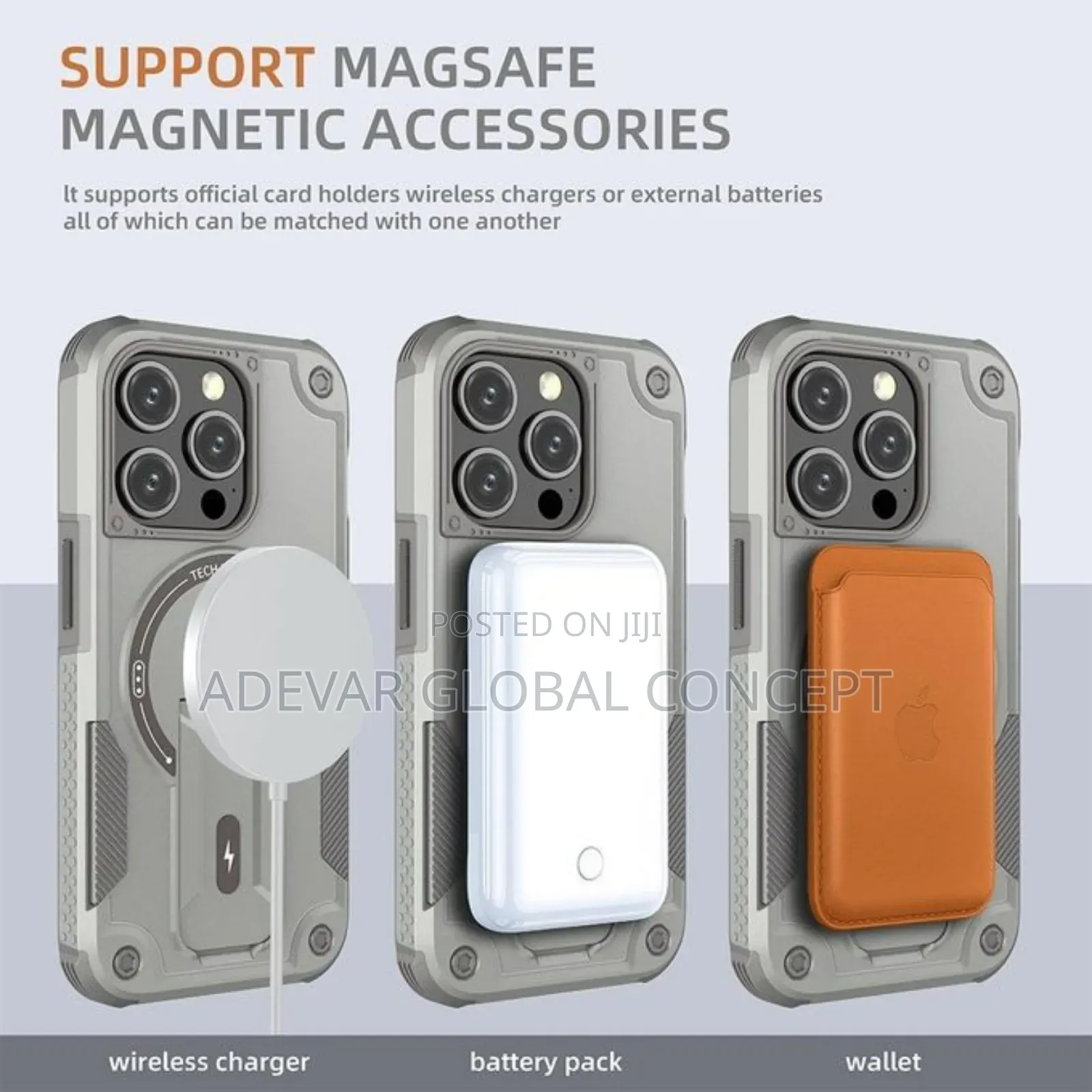 iPhone 15 Pro Max Armor Magsafe Holder Pc Hybrid Tpu Phone Case Pouch