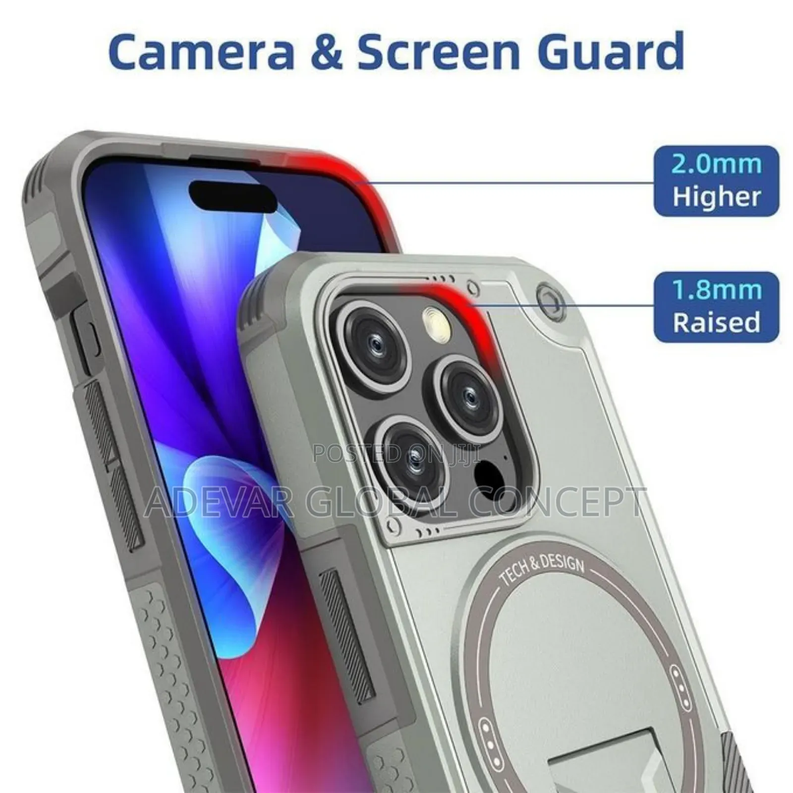 iPhone 15 Pro Max Armor Magsafe Holder Pc Hybrid Tpu Phone Case Pouch