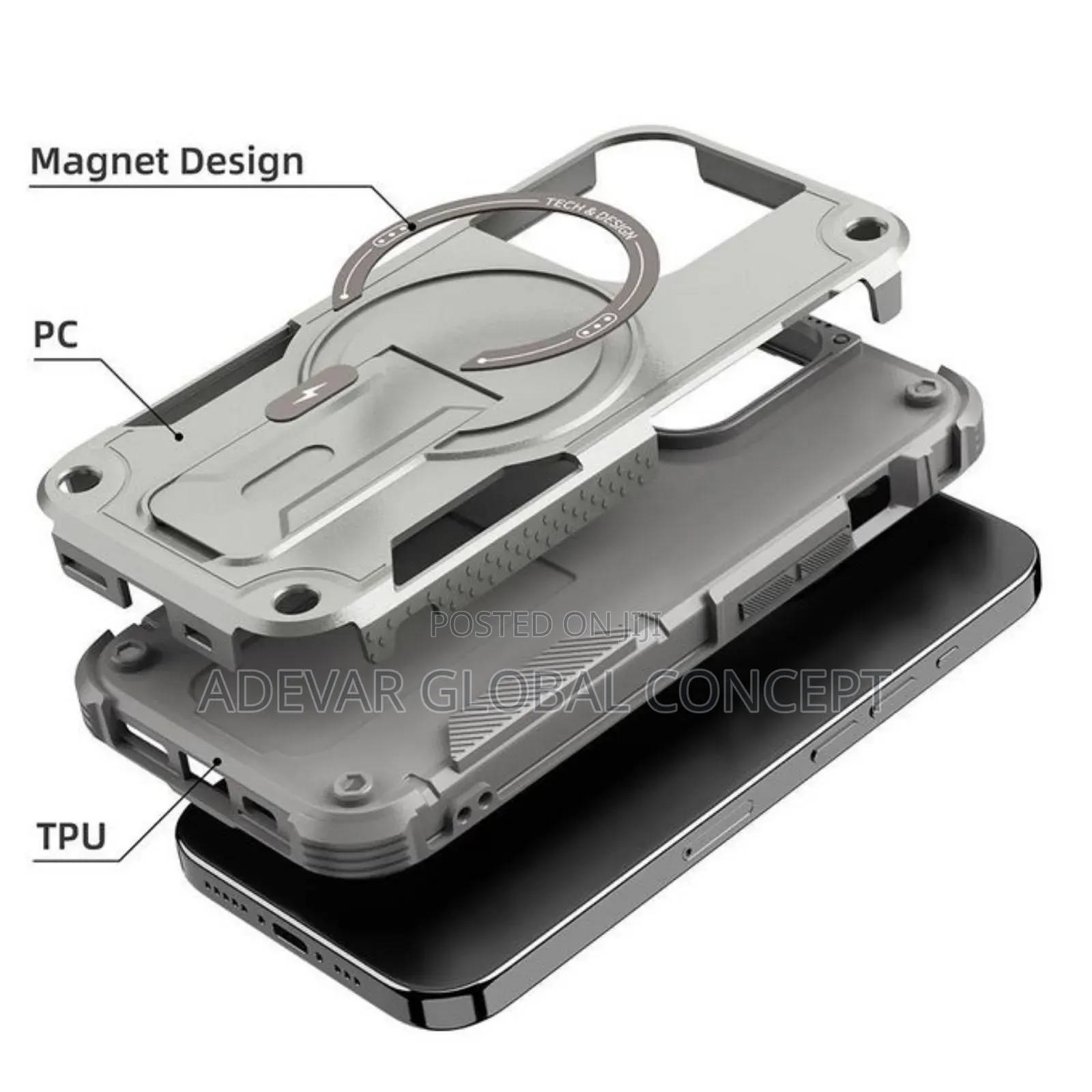 iPhone 15 Pro Max Armor Magsafe Holder Pc Hybrid Tpu Phone Case Pouch