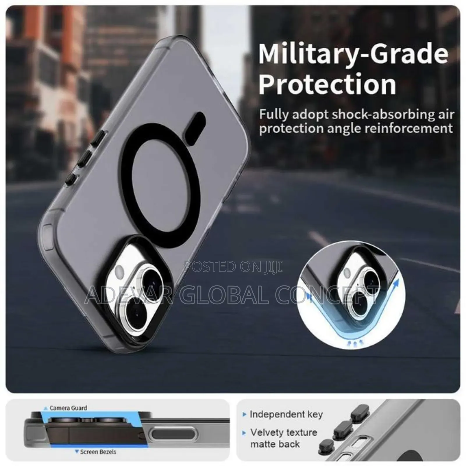 iPhone 17 Candy Magsafe Pc Hybrid Tpu Phone Case Pouch (Black)