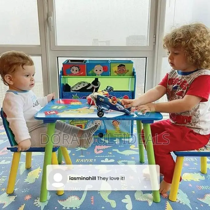 Cocomelon Toddler Table and 2 Chairs With Play Toy Organizer