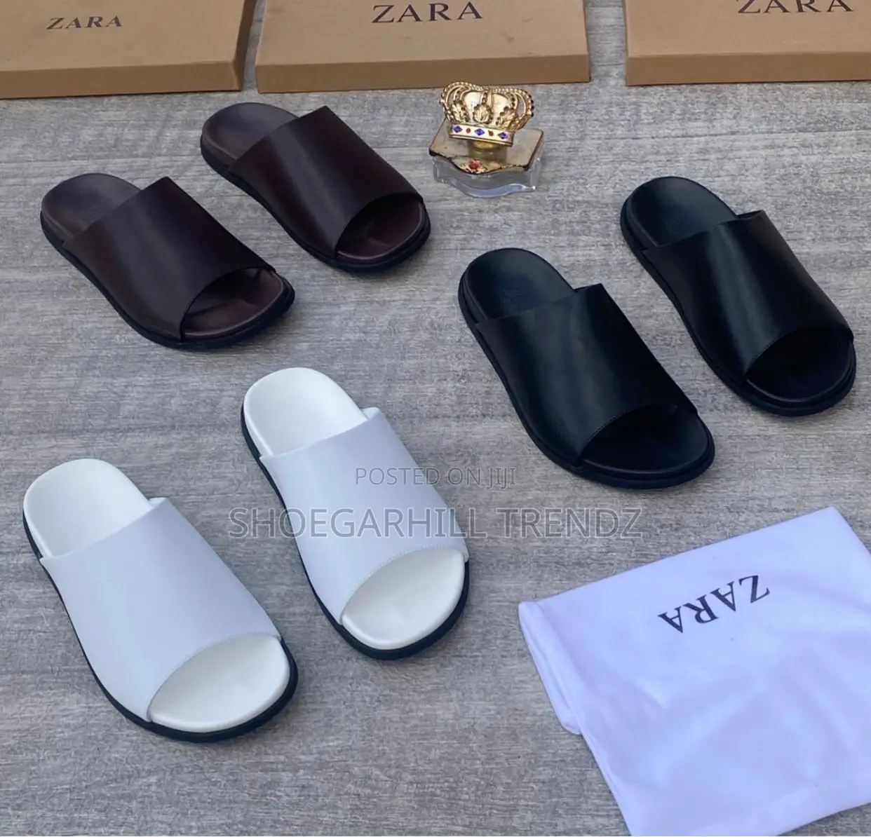 Zara Leather Slipon Palm Slippers