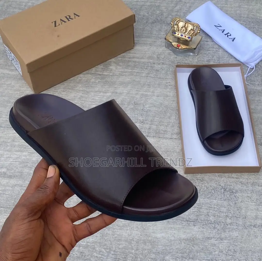 Zara Leather Slipon Palm Slippers