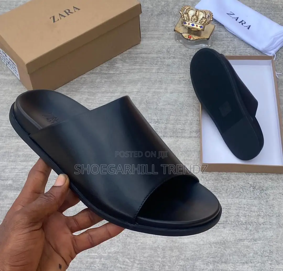 Zara Leather Slipon Palm Slippers