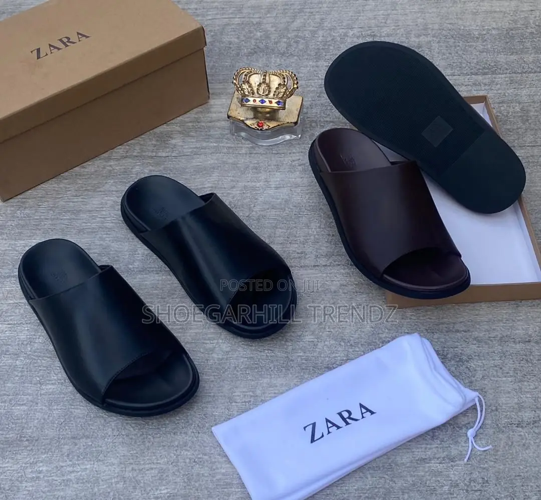 Zara Leather Slipon Palm Slippers