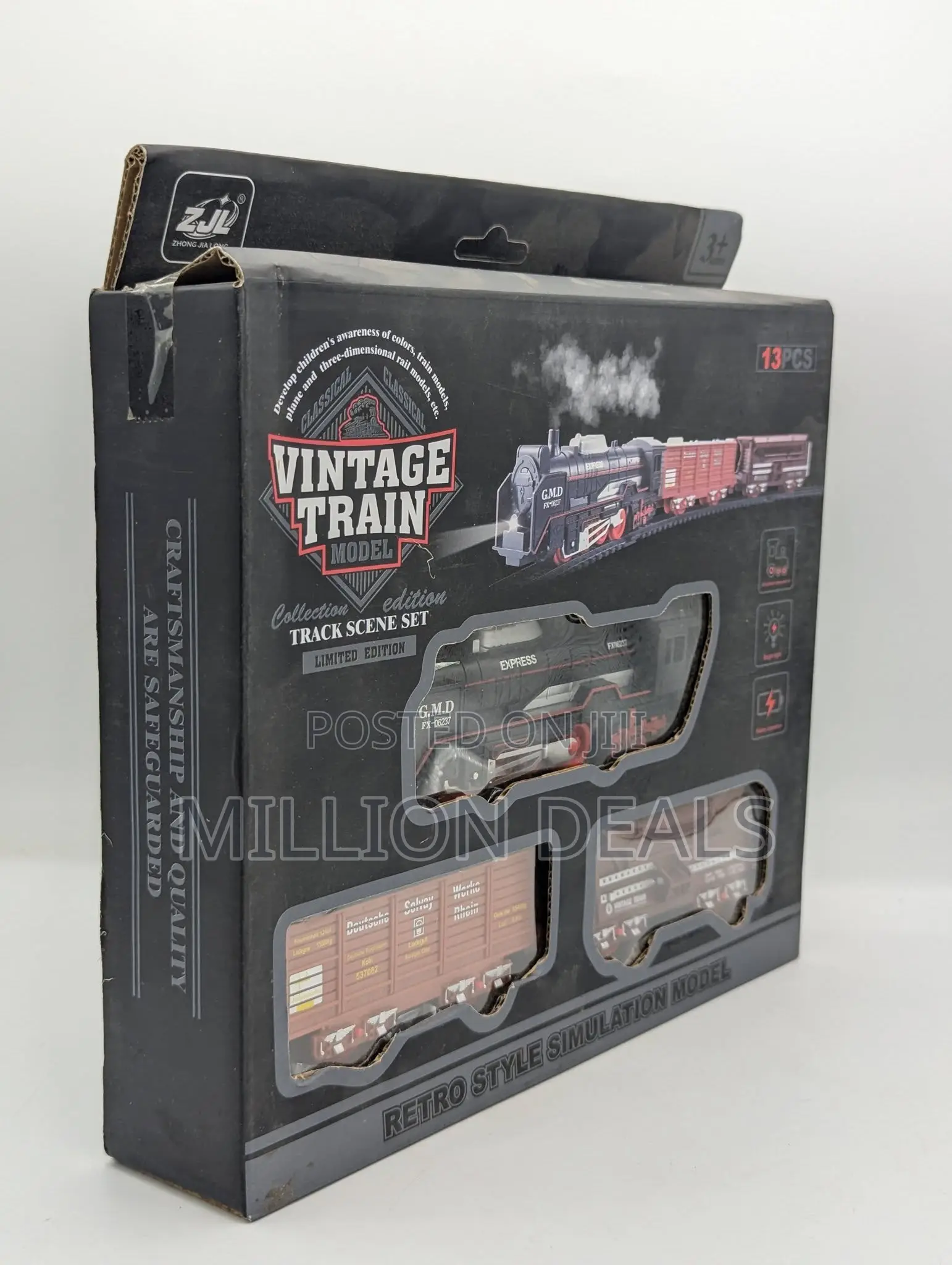 Vintage Train Set 13 Pieces Toy Train With Tracks | Battery Operated