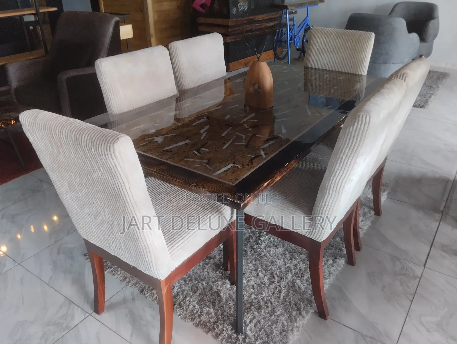 Epoxy Wooden 6-Seater Dining Furniture Set