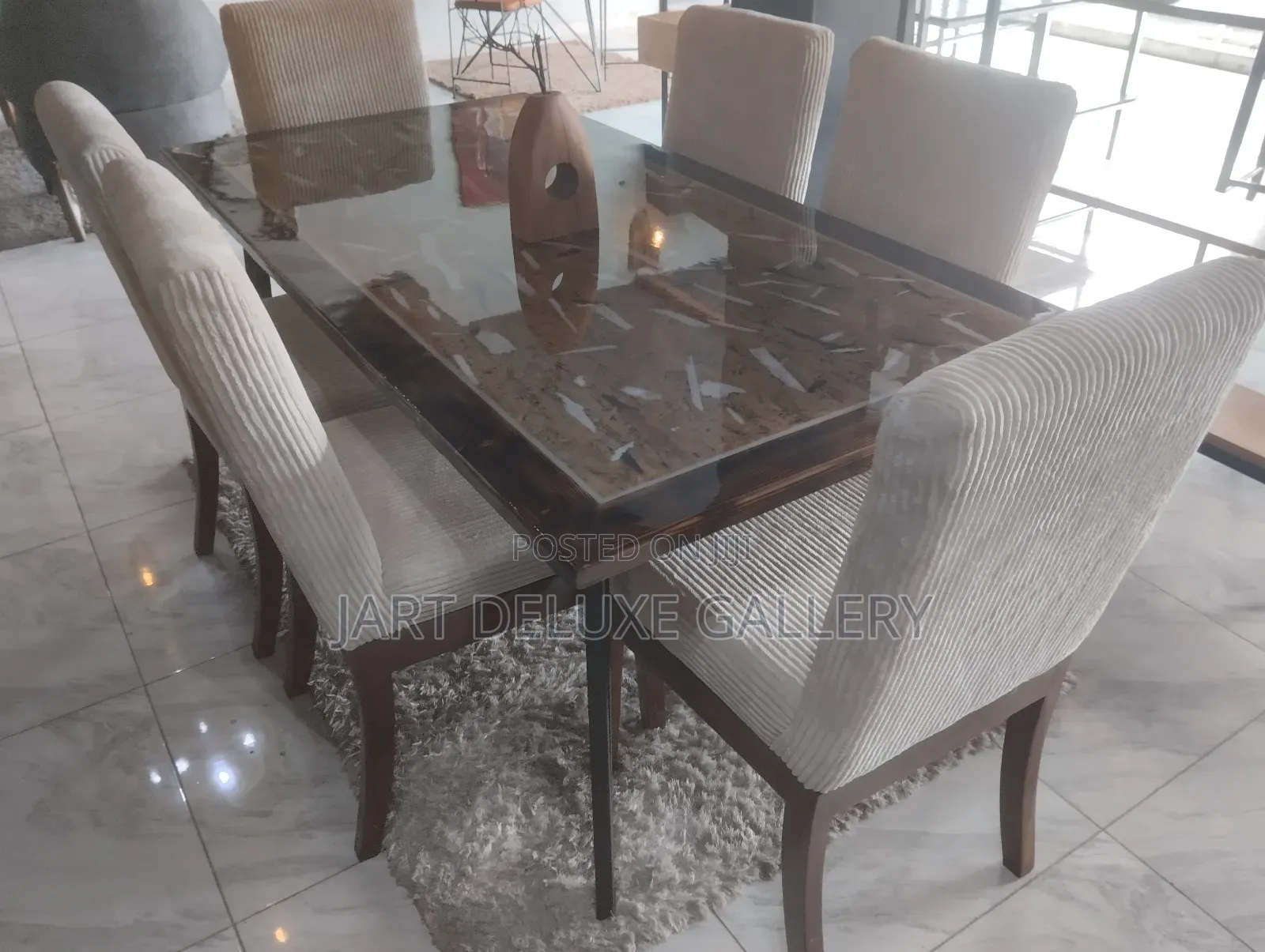 Epoxy Wooden 6-Seater Dining Furniture Set