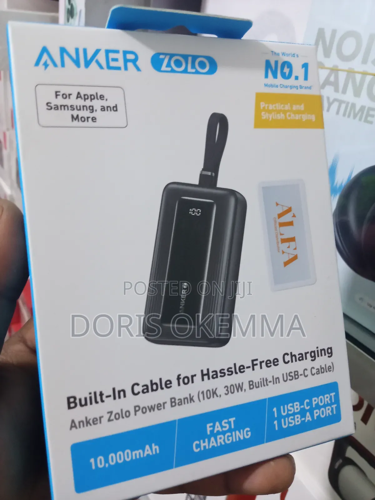 Anker Zolo 10,000mah Power Bank – 30w Fast Charge Built-in Usb-C Cable