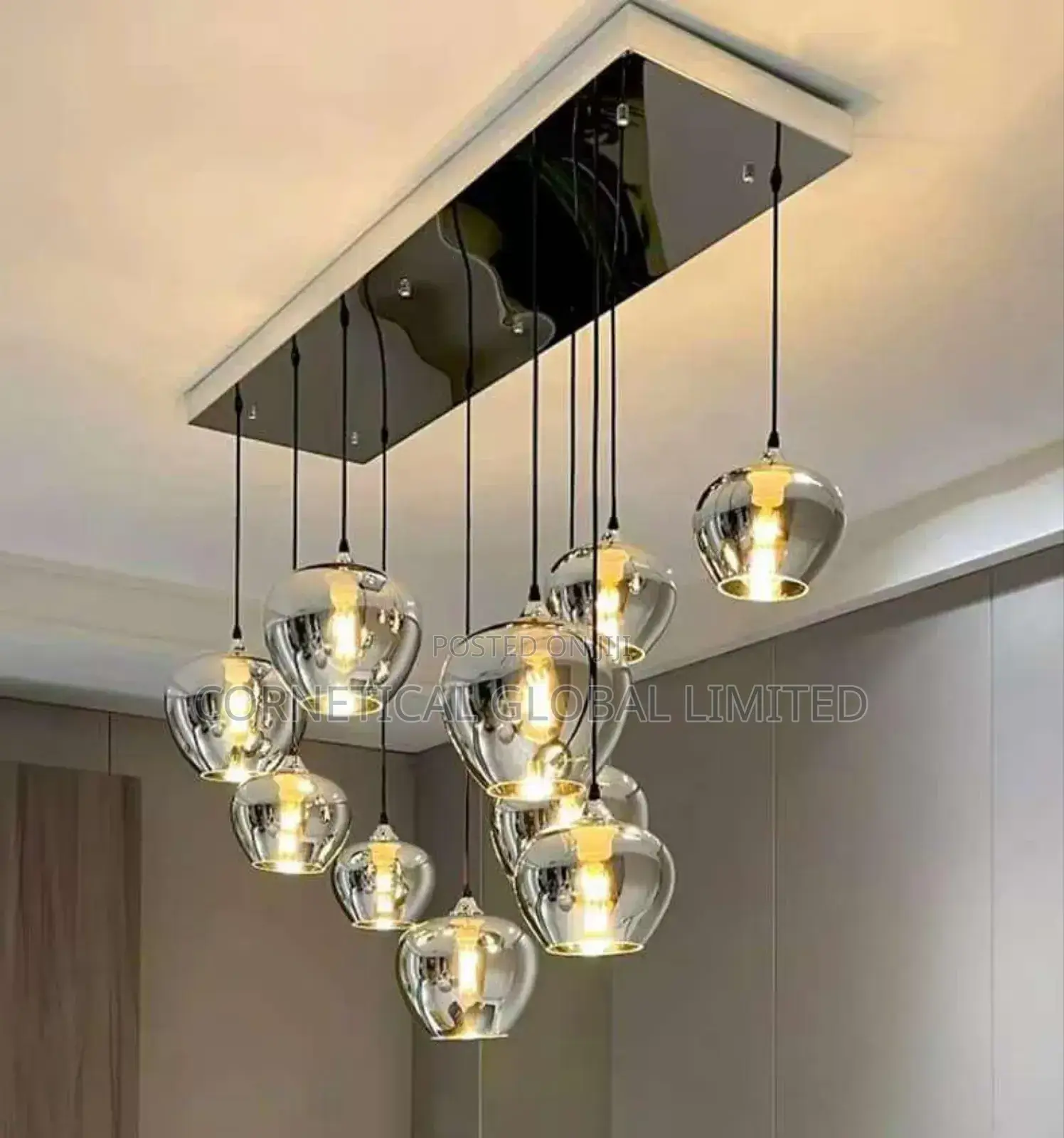 Modern 10-Light Premium Smoked Glass Pendant Chandelier