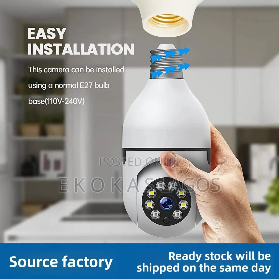 360 Degree E27 Screw Bulb Phone Compatible Wifi CCTV Security Camera
