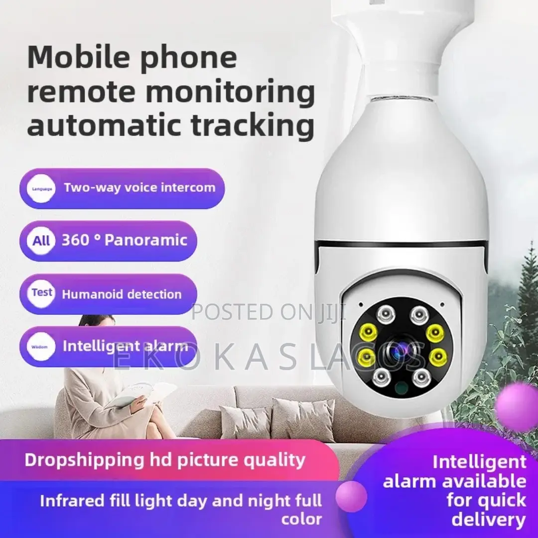 360 Degree E27 Screw Bulb Phone Compatible Wifi CCTV Security Camera