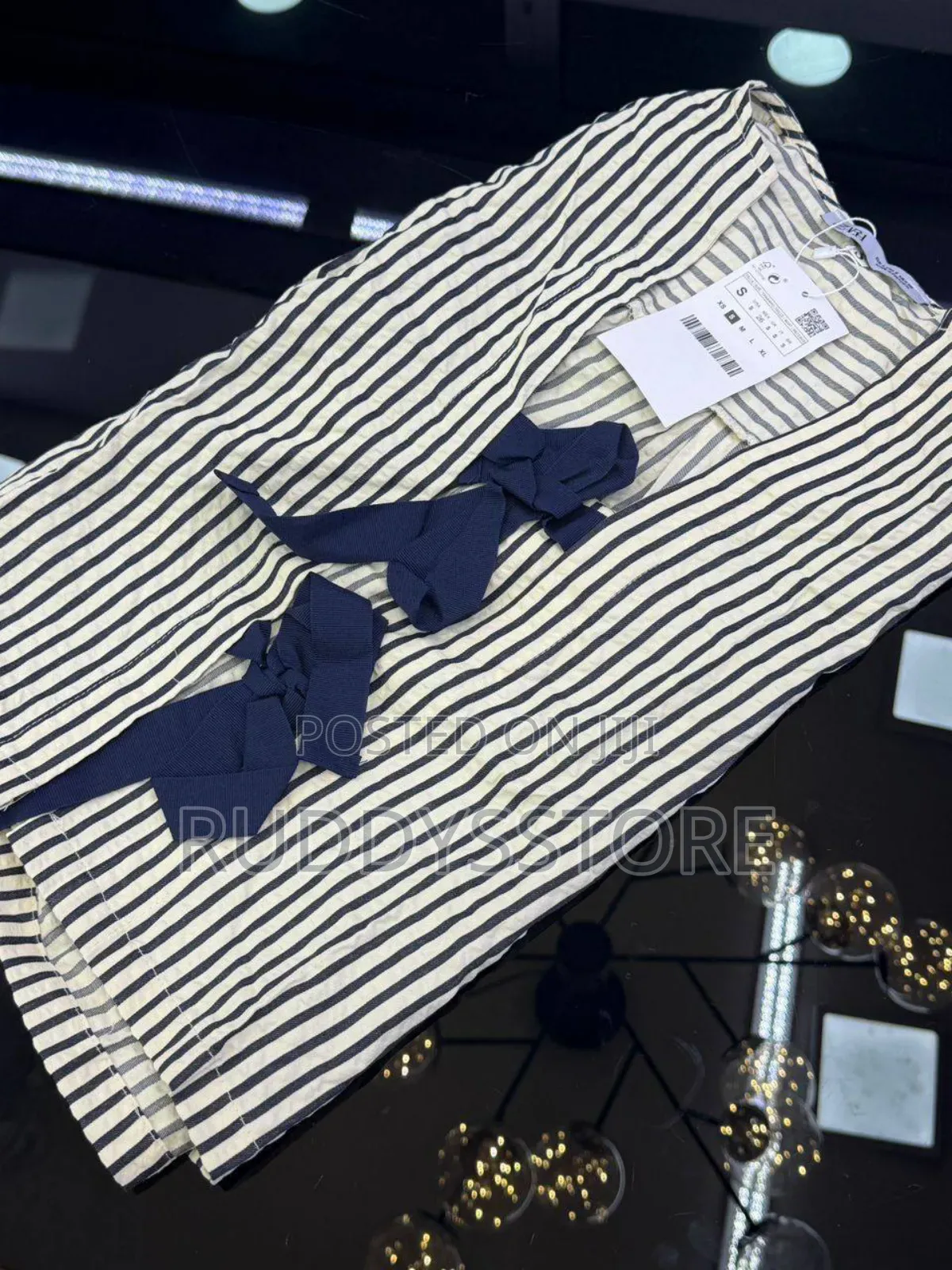 Striped Bow-Front Blouse