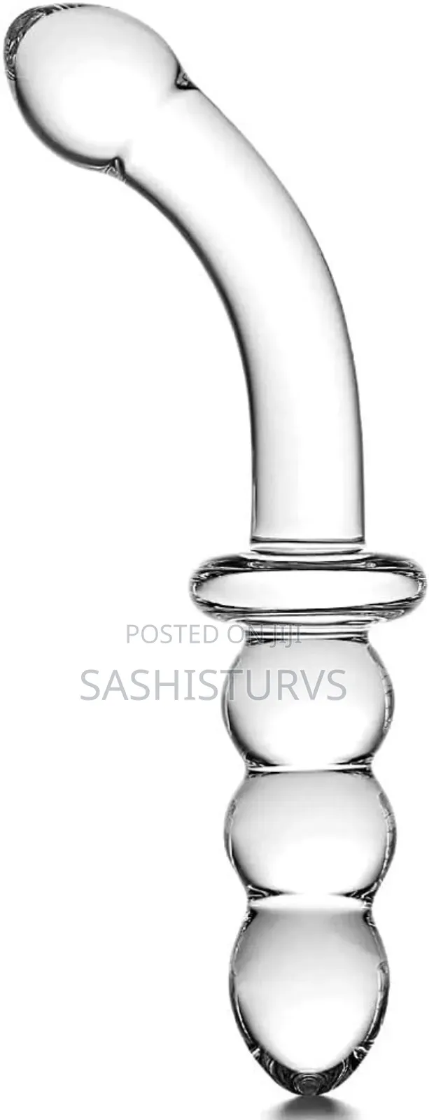 Crystal Glass Curved Pleasure Double-Ended Anal Plug Beads Dildo
