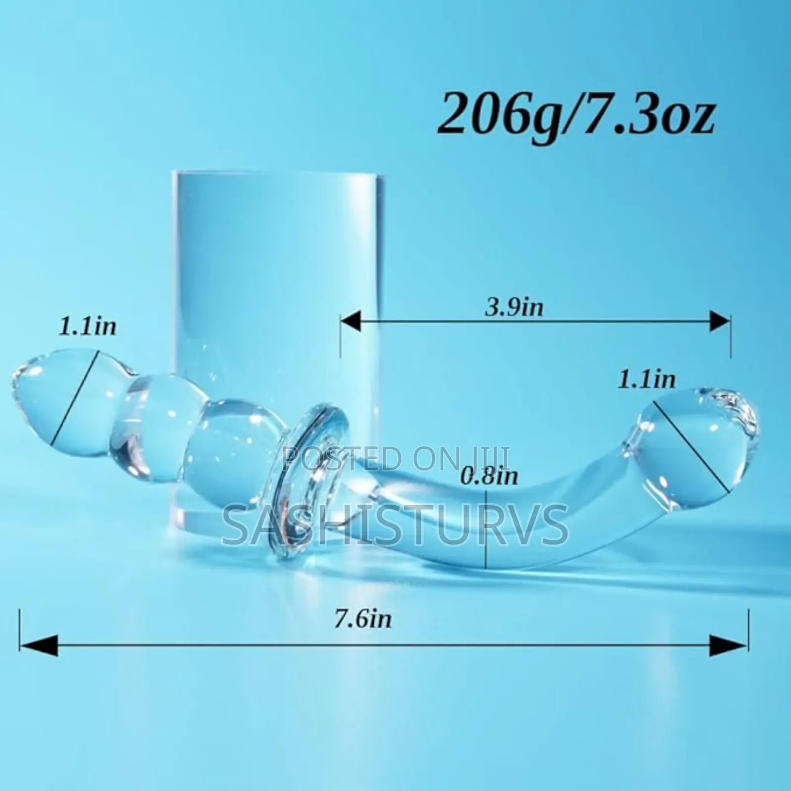Crystal Glass Curved Pleasure Double-Ended Anal Plug Beads Dildo