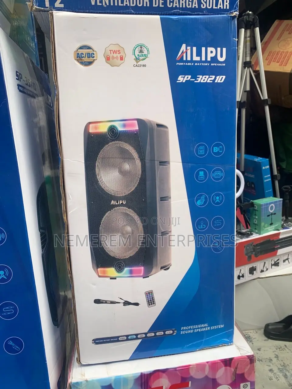 Powerful Ailipu Sp-3821d Rechargeable Party Box Speaker - 20000w Pmpo