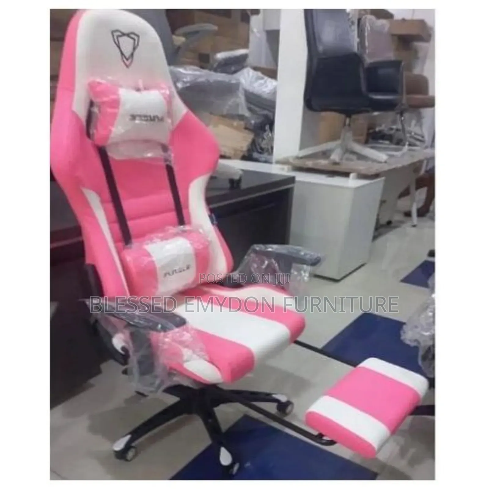 Furgle Computer Racing Gaming Ergonomic Chair + Footrest -Pink