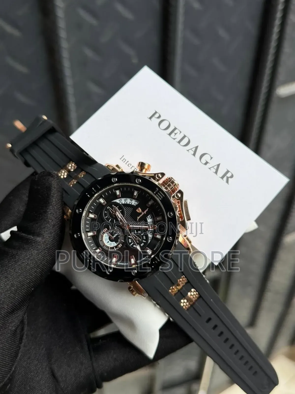 Poedagar Rubber Chronograph Water Resistant "30m" for Men