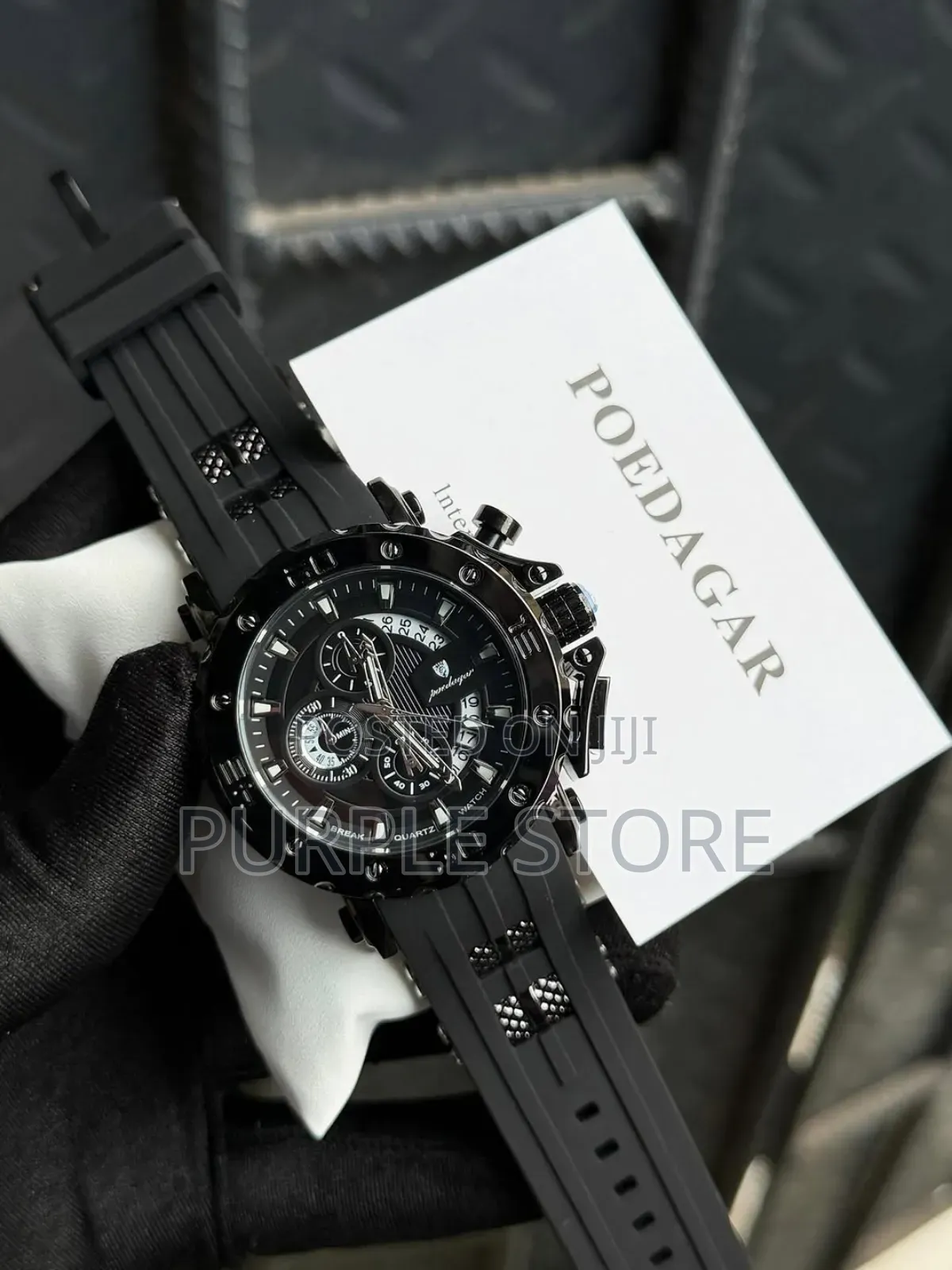 Poedagar Rubber Chronograph Water Resistant "30m" for Men