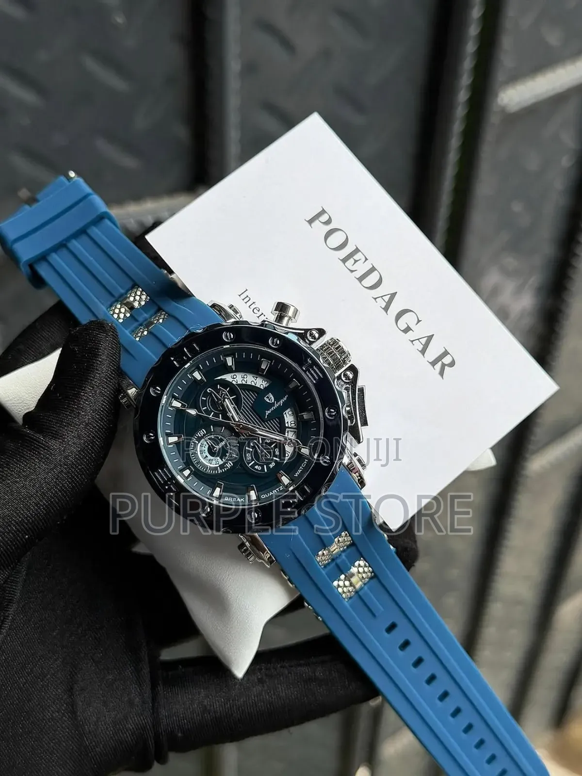 Poedagar Rubber Chronograph Water Resistant "30m" for Men