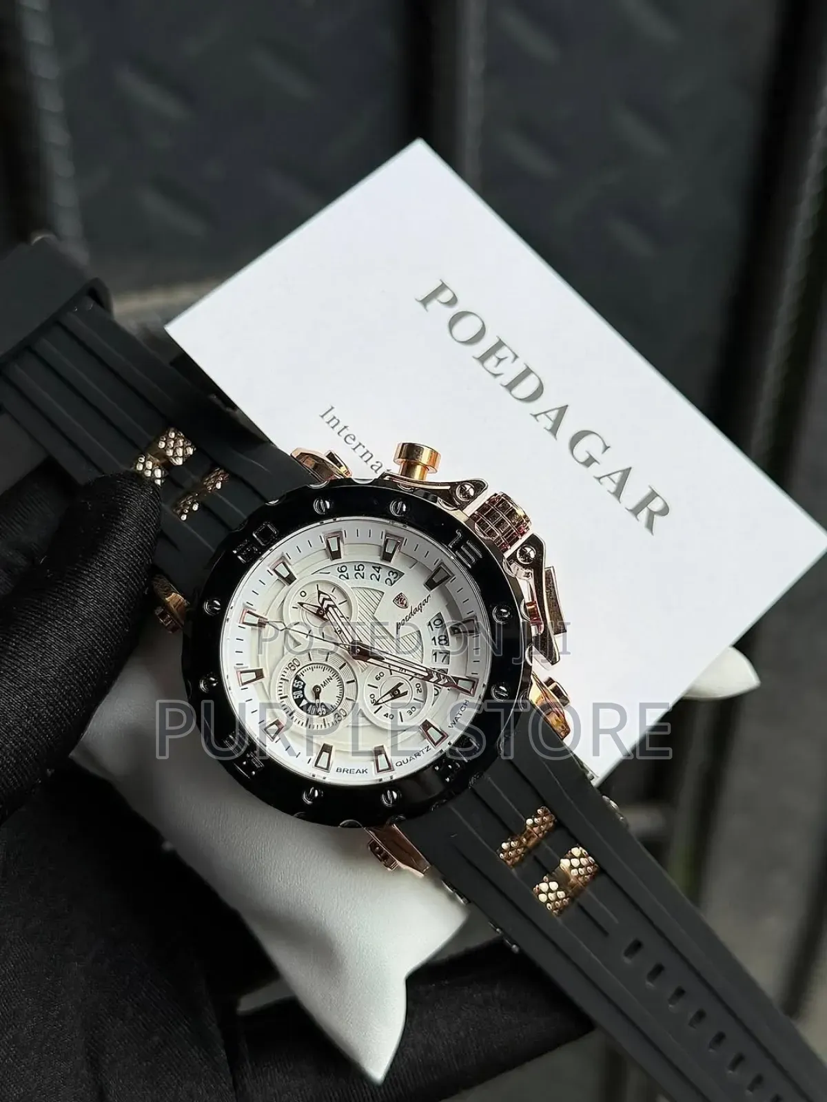Poedagar Rubber Chronograph Water Resistant "30m" for Men