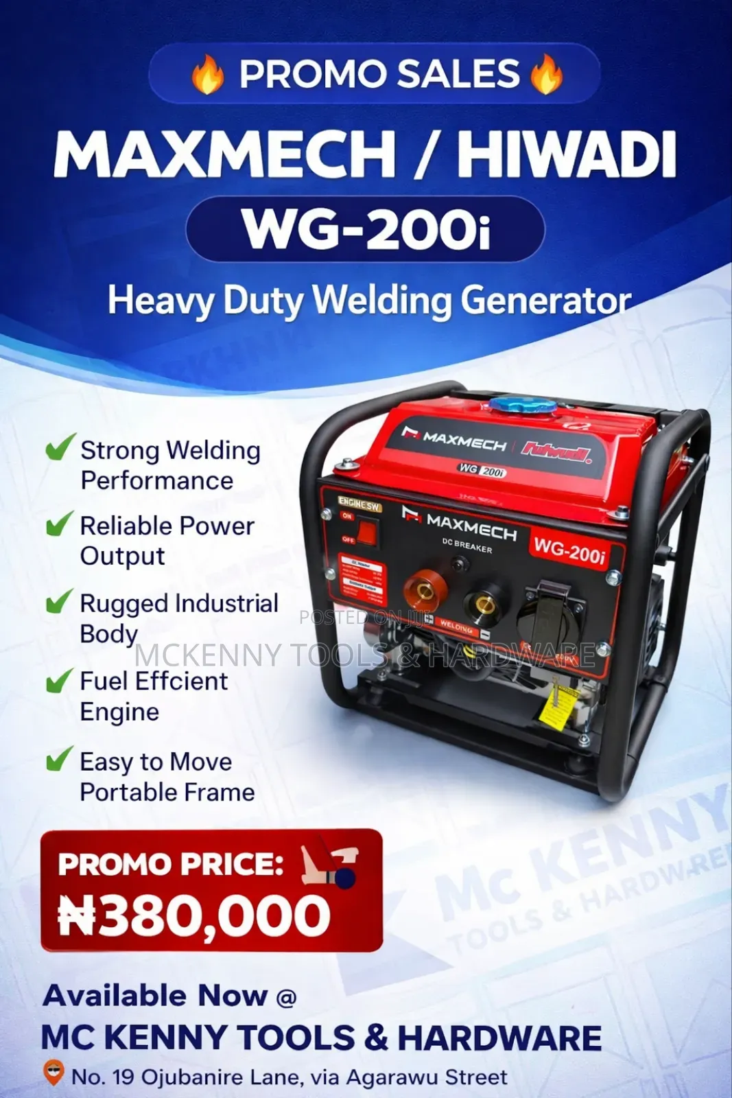 Maxmech / Hiwadi Wg-200i
Heavy Duty Welding Generator